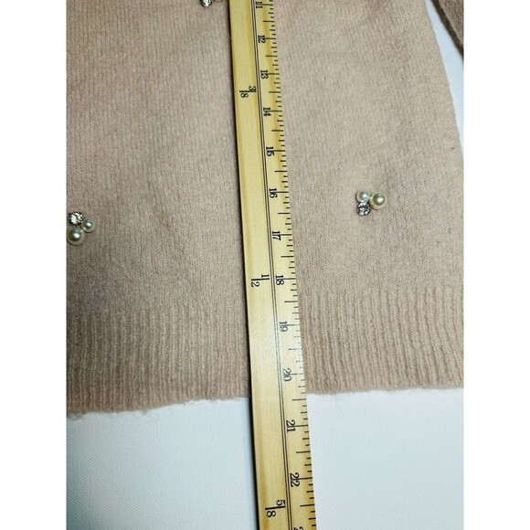 Who What Wear Wool Blend Light Pink Embellished Pearls Jeweled Sweater MEDIUM - Picture 10 of 12